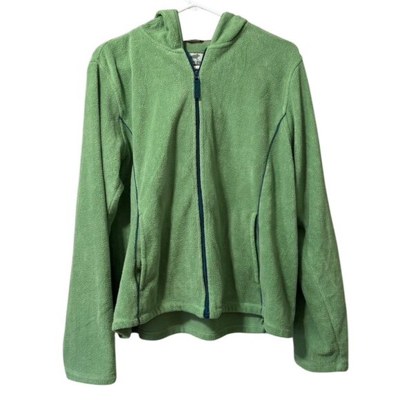 Horny Toad & Co Green Hooded Fleece Zip Up Jacket Women Size Large Pockets - Picture 1 of 11